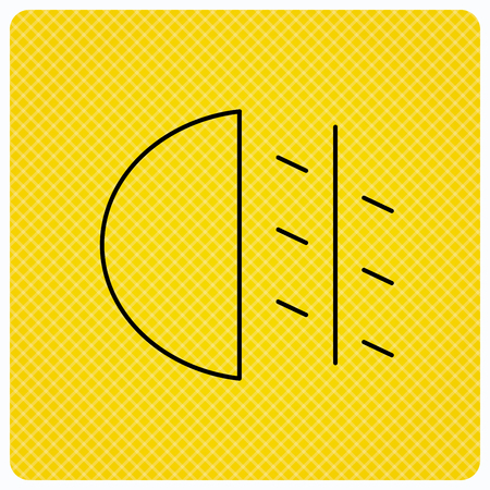 渡すライトのアイコン 梁記号を浸した オレンジ色の背景上の線形アイコン ベクトル のイラスト素材 ベクタ Image 渡すライトのアイコン 梁記号を浸した オレンジ色の背景上の線形アイコン ベクトル のイラスト素材 ベクタ Image