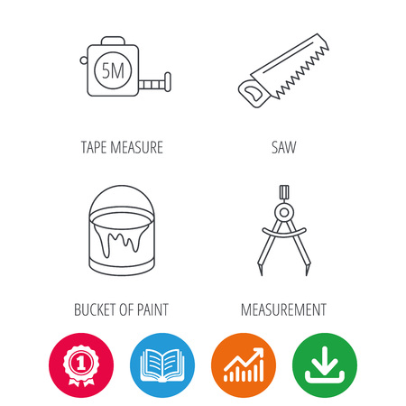 tape measure bucket of paint and paint brush icons nippers measure tape chart