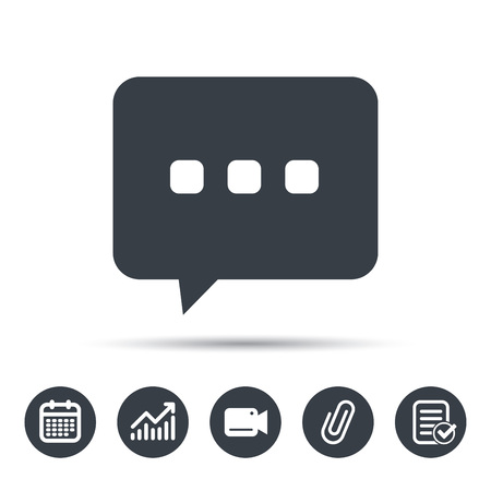 chat icon speech bubble symbol calendar chart and checklist