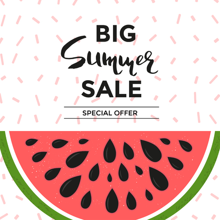 スイカとソーシャル メディア販売バナーまたは特別な夏を提供します ウェブサイト テンプレート ポスター メールや ニュースレターのデザイン プロモーション素材のベクトルのイラスト のイラスト素材 ベクタ Image