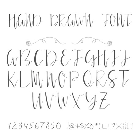 イタリック体フォント筆記体 一連の大文字と小文字句読点数字と手 のイラスト素材 ベクタ Image