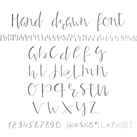 イタリック体フォント筆記体 一連の大文字と小文字句読点数字と手 のイラスト素材 ベクタ Image