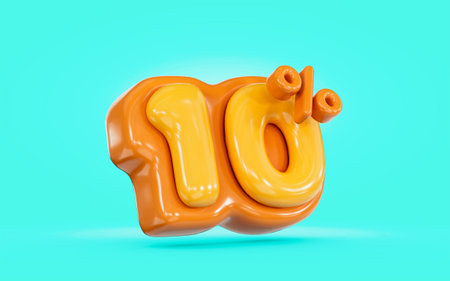 Summer sale banner 10 percent discount cartoon poster yellow and cyan color 3d render concept Summer sale banner 10 percent discount cartoon poster yellow and cyan color 3d render concept
