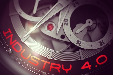 Industry 4.0 on luxury men watch mechanism. 3d.