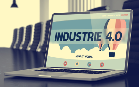 Landing page of laptop with industrie 4.0 concept. 3d