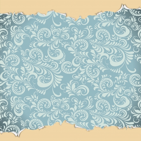 Ragged blue wallpaper with a frosty ornament