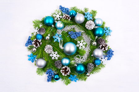 christmas wreath with silver beads pale blue and turquoise ornaments felt snowflakes and pine - Blue Christmas Wreath christmas wreath with silver beads pale blue and turquoise ornaments felt snowflakes and pine - Blue Christmas Wreath