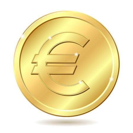 Gold coin: Đồng xu vàng có dấu hiệu euro. minh họa bị cô lập trên nền trắng