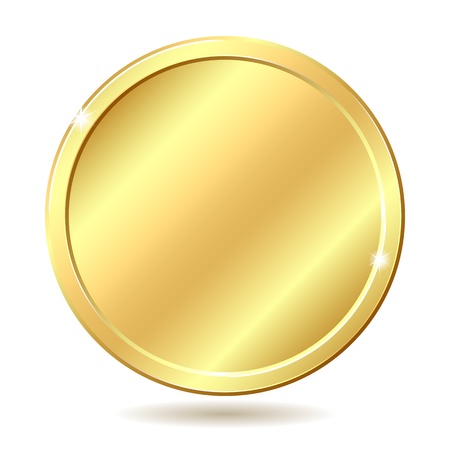 Gold coin: Đồng xu minh họa vàng bị cô lập trên nền trắng