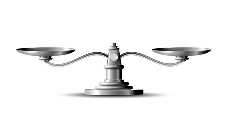 Metalen schalen. schalen met schalen in evenwicht. weegschaal pictogram.