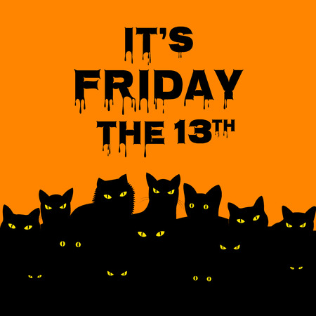 Halloween card for friday 13 with black cats