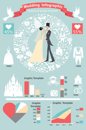 wedding infographic set retro cartoon bride and groom royalty free wedding infographic template