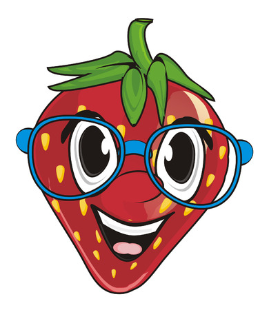 Smiling face of strawberry in glasses
