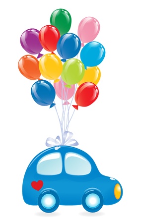 The car with balloons. vector-illustration
