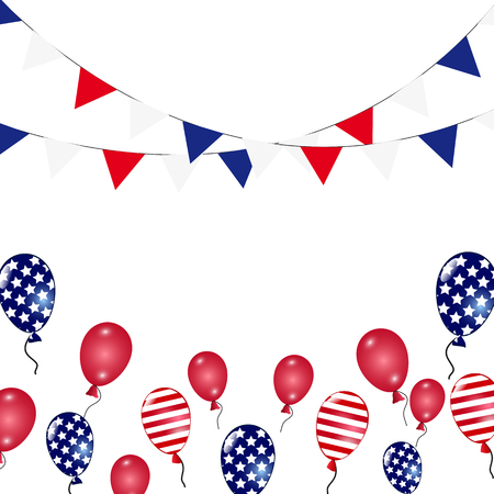 balloons american flag garland template for greeting card royalty