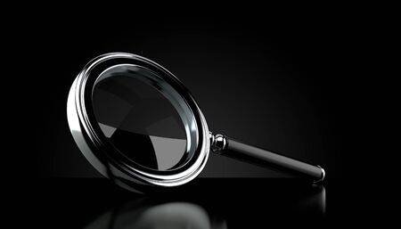 Magnifying glass on black background Stock Photo