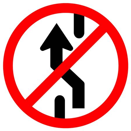Prohibit Changing Lane, Do Not Go Left, No Change Traffic Lanes To The Left Symbol Sign,Vector Illustration, Isolate On White Background, Label. Vector Illustration