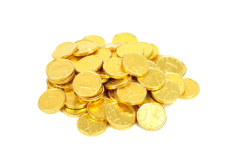 Gold coin: Đồng tiền vàng của một euro, bị cô lập trên trắng