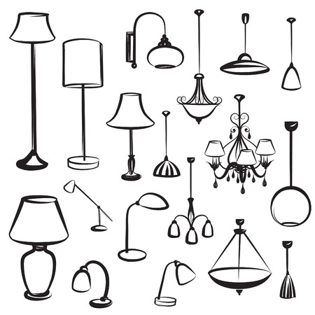 Lamp Furniture Silhouettes Set Ceiling Light Design Collection Lamp Furniture Silhouettes Set Ceiling Light Design Collection