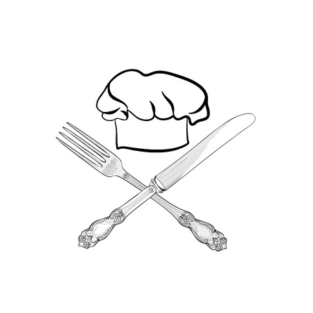 Kochmutze Mit Loffel Gabel Und Messer Lizenzfrei Nutzbare Vektorgrafiken Clip Arts Illustrationen Image