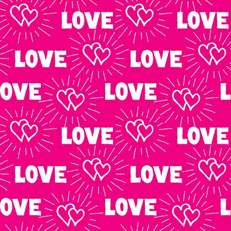 愛の心と手書きレタリング愛シームレス パターン 背景を落書き バレンタインの日の休日のタイル装飾 のイラスト素材 ベクタ Image 愛の心と手書きレタリング愛シームレス パターン 背景を落書き バレンタインの日の休日のタイル装飾 のイラスト素材 ベクタ Image