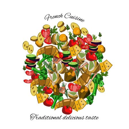 フランス料理トップ ビュー フレーム フード メニュー デザイン ベクトル描画スケッチ イラスト のイラスト素材 ベクタ Image