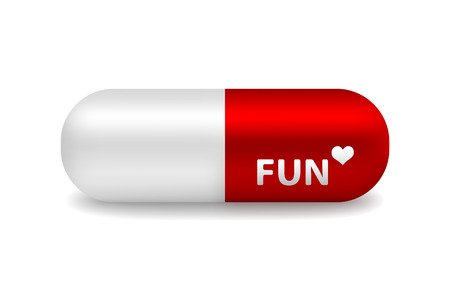 vector red and white pill of fun with light shadow royalty free