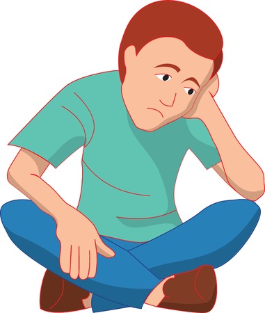 Sad man is sitting on a floor