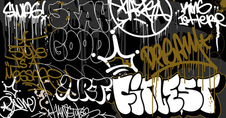 Abstract Graffiti Art Background With Scribble Throw-up And