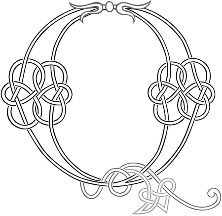 a celtic knot work capital letter q stylized outline royalty free