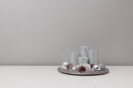 candels and christmas tree balls decorated in a silver plate stock photo 71726121 - Silver Plated Christmas Tree Decorations candels and christmas tree balls decorated in a silver plate stock photo 71726121 - Silver Plated Christmas Tree Decorations
