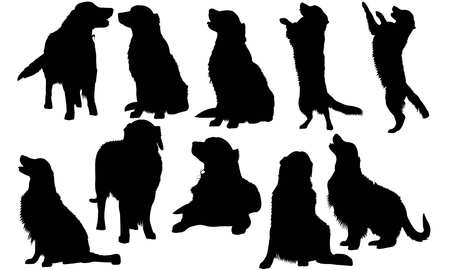 殿堂 ゴールデンレトリバードッグシルエットイラストのイラスト素材 その他