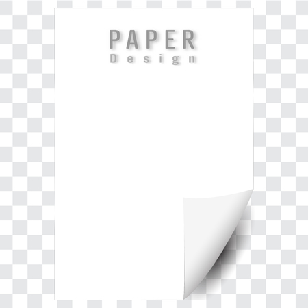 White paper sheet with lower right curl for template design concept vector illustration