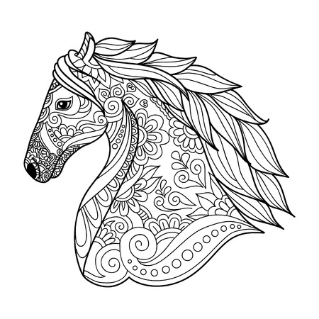 stylized head horse coloring book for adults vector illustration anti stress coloring for adult - Coloring For Adults stylized head horse coloring book for adults vector illustration anti stress coloring for adult - Coloring For Adults