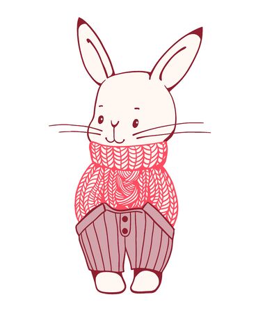 面白い漫画のウサギの手描きイラスト グリーティング カード 誕生日おめでとう ベクトルのイラスト素材 ベクタ Image