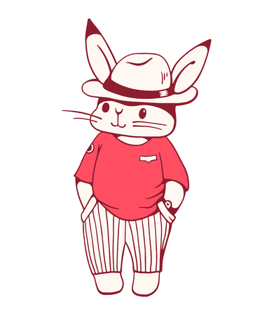 面白い漫画のウサギの手描きイラスト グリーティング カード 誕生日おめでとう ベクトルのイラスト素材 ベクタ Image