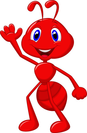 Cute ant cartoon waving