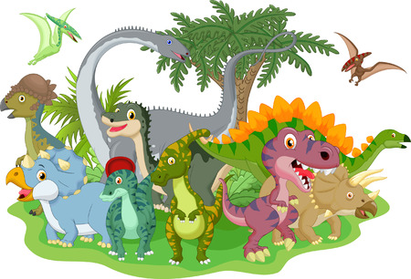Cartoon group dinosaur Illustration