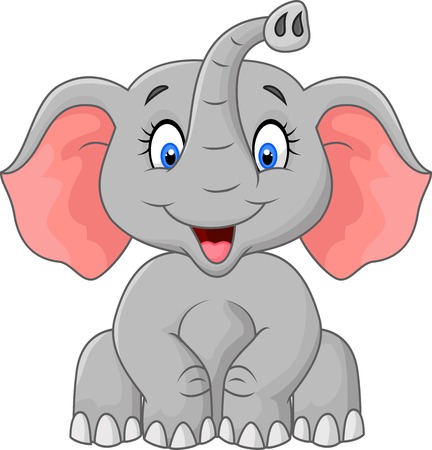 elephant: Dễ thương phim hoạt hình con voi ngồi