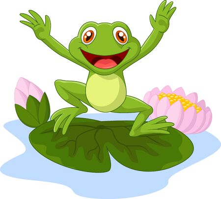 かわいいカエルのジャンプのイラスト素材 ベクタ Image