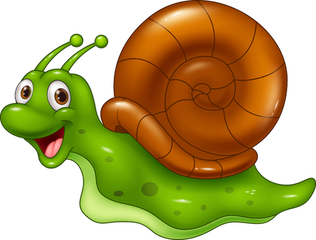 Cute cartoon snail on white background Stock Photo