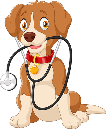 Vector illustration of Cute dog sitting with stethoscope