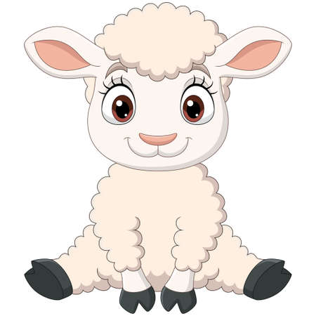 Cute baby lamb cartoon sitting