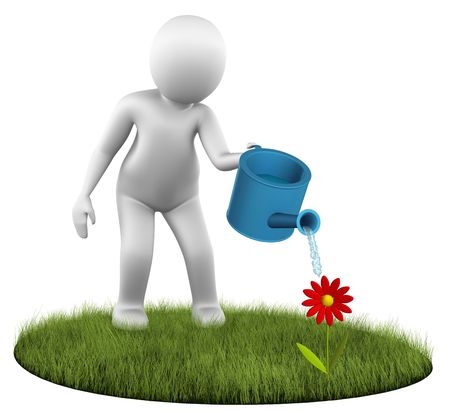 Man watering a flower Фото со стока