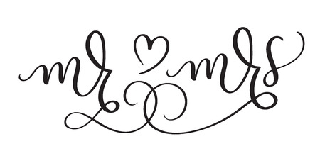 Mr And Mrs Text On White Background Hand Drawn Calligraphy Lettering Vector Illustration EPS10 Mr And Mrs Text On White Background Hand Drawn Calligraphy Lettering Vector Illustration EPS10