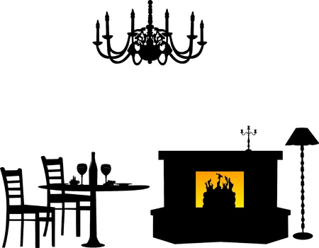 Wein Und Kerzen Auf Dem Tisch Und Stuhl Silhouette Wein Und Kerzen Auf Dem Tisch Und Stuhl Silhouette