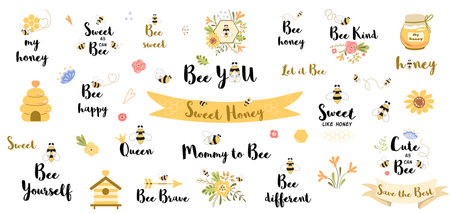 Be happy quote. funny bee quotes phrases set with honey flowers bee heart slogans word honey valentines Be happy quote. funny bee quotes phrases set with honey flowers bee heart slogans word honey valentines