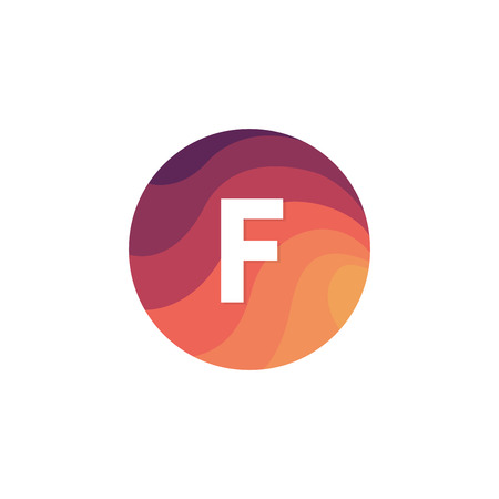 レトロなサークル アイコン F 文字サイン ロゴマークはフラット デザインです のイラスト素材 ベクタ Image