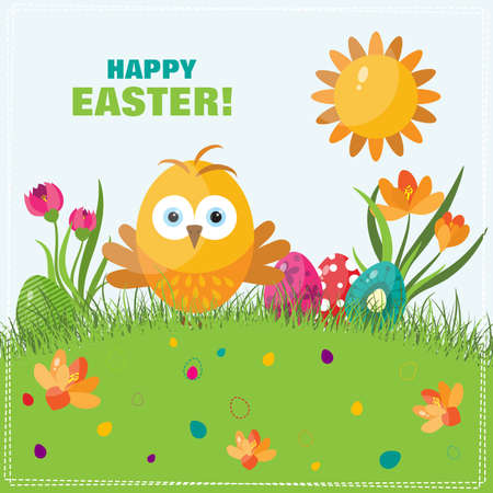 template easter greeting card chick vector illustration royalty