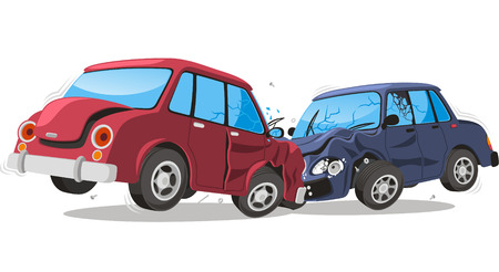 Car crash cartoon illustration